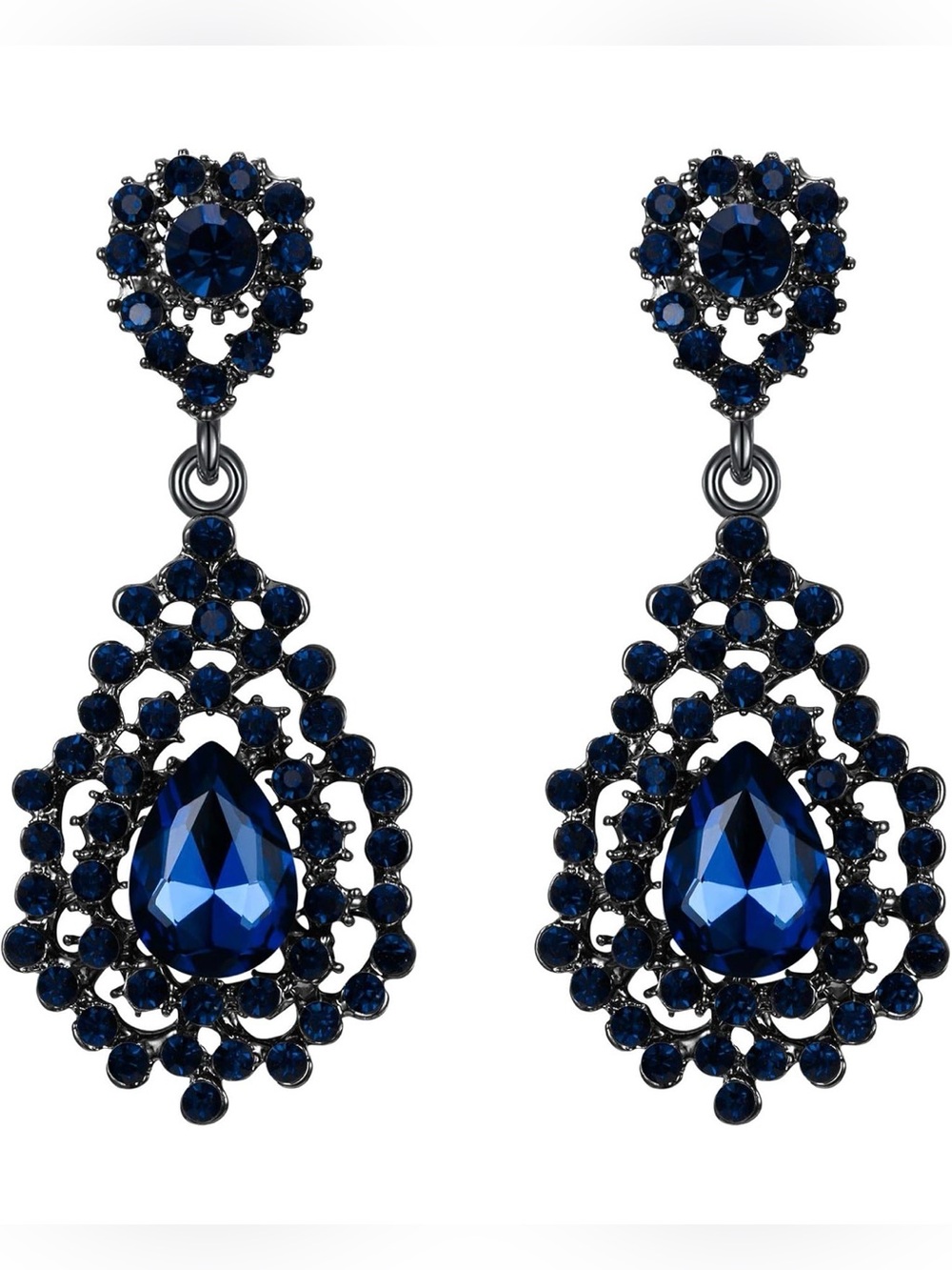 NWOT Ever Faith Austrian Crystal Art Deco Hollow Drop Dangle Pierced Earrings